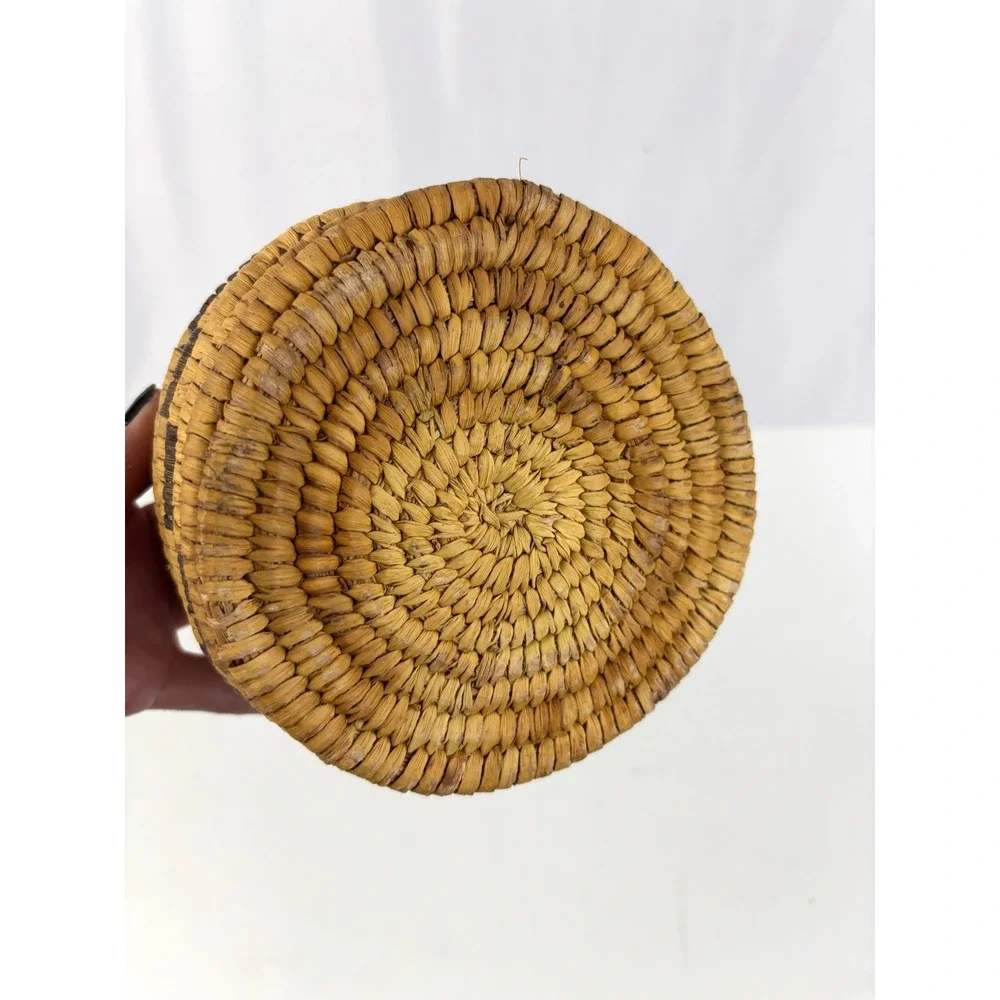 Vintage‎ Southwest Papago Style Coiled Basket Bowl Handwoven Yucca Fiber